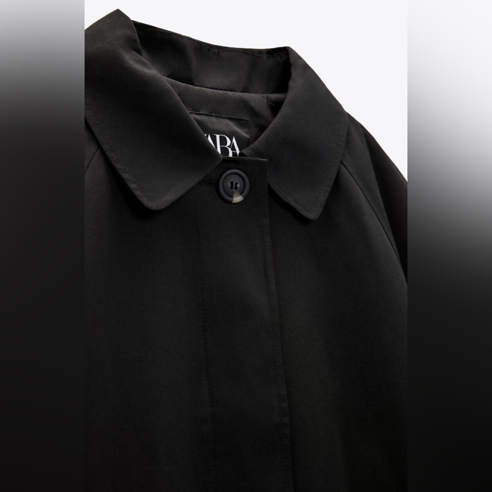 Zara ZW COLLECTION OVERSIZED WATER REPELLENT TRENCH COAT. Black. Size XS. NWT. - Picture 8 of 15